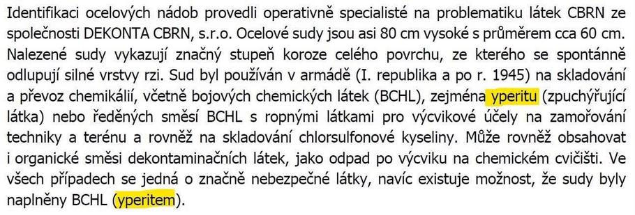 Část zprávy firmy DEKONTA, kterou poskytl redakci Filip Turek.