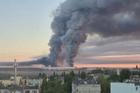Smoke rises from the Ozon warehouse following a Ukrainian drone attack, according to the regional governor