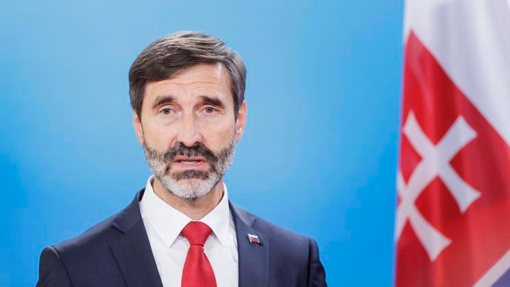 Juraj Blanar, Aussenminister der Slowakischen Republik, aufgenommen bei einer Pressekonferenz im Auswaertigen Amt in Ber