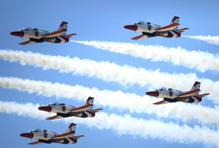 Egyptian Air Force aerobatics team "Silver Stars" performs at El Alamein International Airshow