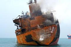 A foreign tanker carrying Iraqi fuel oil damaged after catching fire in Iraq's territorial waters, near Basra