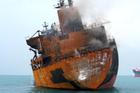 A foreign tanker carrying Iraqi fuel oil damaged after catching fire in Iraq's territorial waters, near Basra