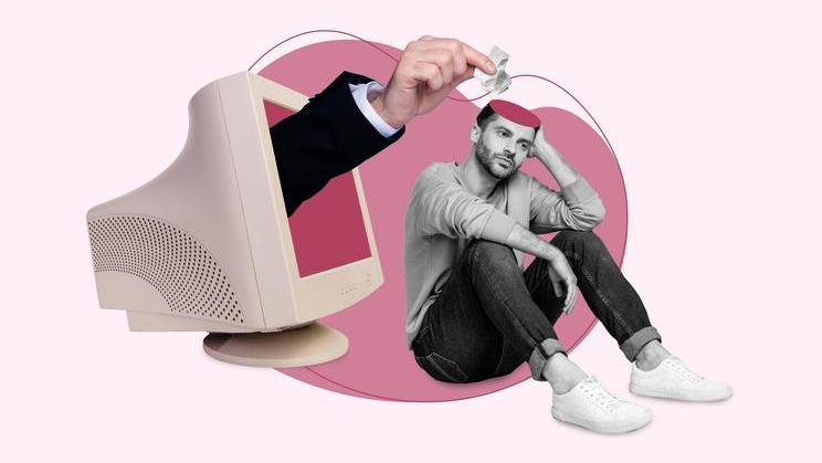 Funny,Collage,Illustration,Metaphor,Of,Frustrated,Depressed,Man,Head,Trash