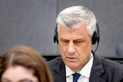 FILE PHOTO: Former Kosovo President Hashim Thaci attends his war crimes trial in The Hague