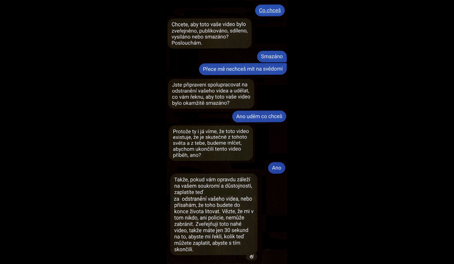 Takhle vyděrači vyhrožovali muži z Litoměřicka zveřejněním intimních videí.