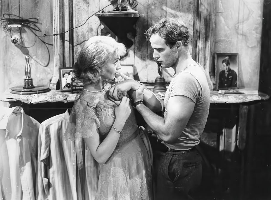 Křehká Blanche (Vivien Leighová) v neworleanském bytě svého švagra Stanleyho (Marlon Brando) postupně ztrácí kontakt s realitou.