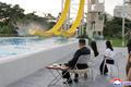 North Korean leader Kim Jong Un and his daughter Kim Ju Ae attend a ceremony to celebrate the completion of the Wonsan Kalma Coastal Tourist Zone