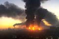 Smoke columns rise after strikes in oil refinery in Moscow, Russia