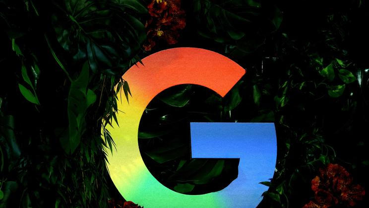 FILE PHOTO: Google logo displayed during a press conference in Berlin
