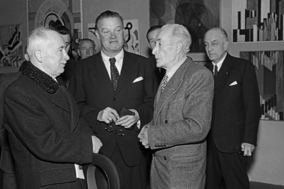 František Kupka a prezident Edvard Beneš v pražském Mánesu roku 1946.