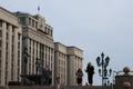 People walk near the State Duma in Moscow