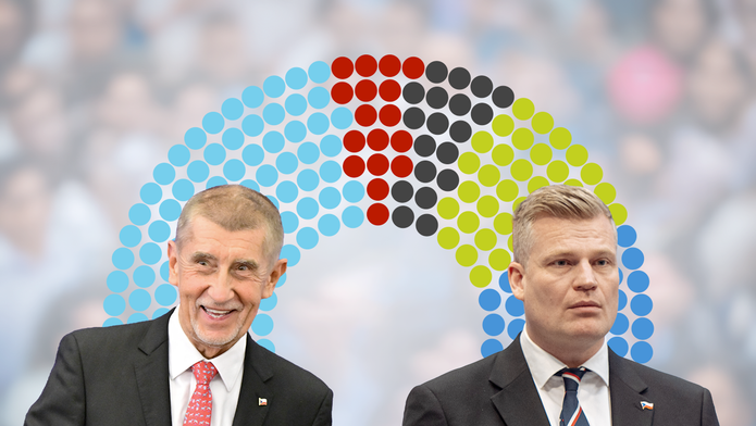 Premiér a šéf ANO Andrej Babiš s čestným předsedou Motoristů sobě Filipem Turkem na koláži Aktuálně.cz