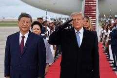US President Donald Trump welcomes China's President Xi Jinping at Joint Base Andrews