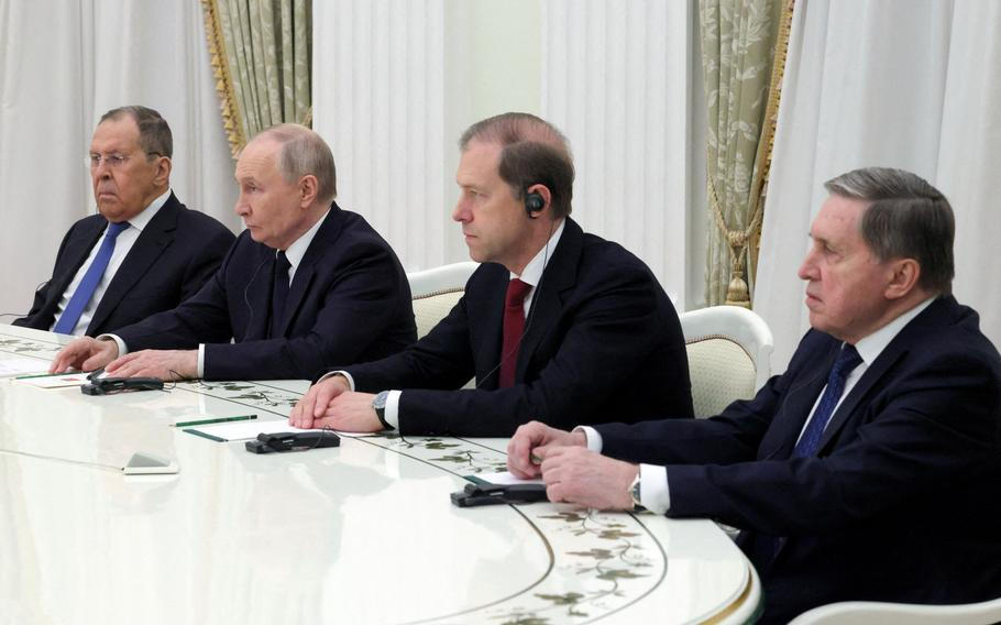 Russian President Putin meets Hungarian Foreign Minister Szijjarto in Moscow
