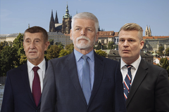 Na koláži Aktuálně.cz jsou (zleva) premiér Andrej Babiš (ANO), současný prezident Petr Pavel a poslanec Filip Turek (Motoristé).
