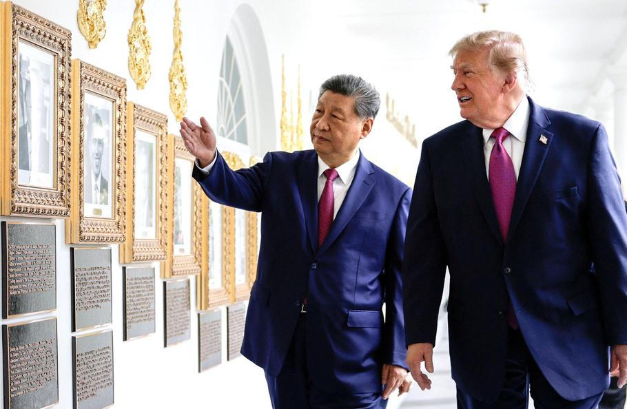 US President Donald Trump and China's President Xi Jinping meet at the White House in Washington, D.C.