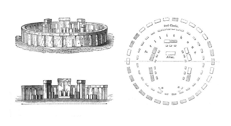 Stonehenge,Restored,Plan,-,Vintage,Engraved,Illustration,Isolated,On,White
