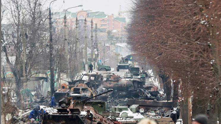 Foto / Buča / Zničené tanky / Ukrajina / 1. 3. 2022