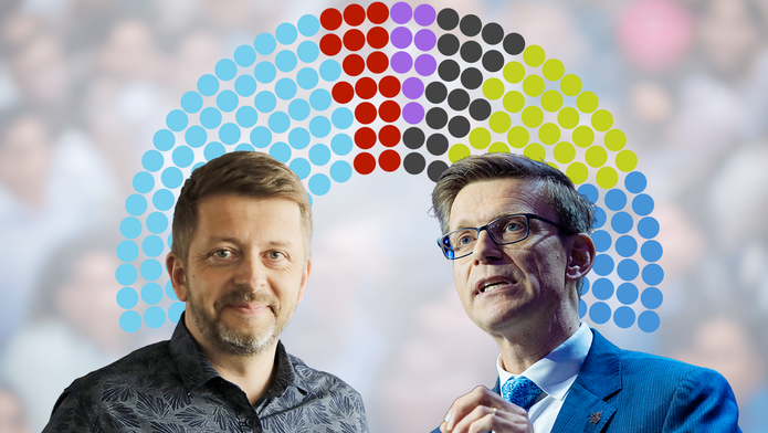 Předseda Starostů, Vít Rakušan (vlevo) a šéf občanských demokratů, Martin Kupka na koláži Aktuálně.cz