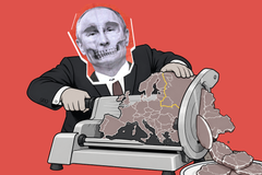 Vladimir Putin ohrožuje Evropu, koláž.