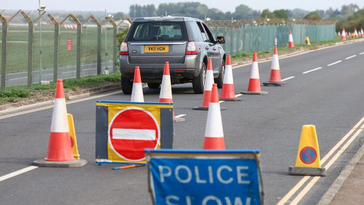 RAF Fairford airbase after a major incident, in Fairford