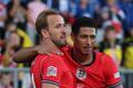 Harry Kane a Jude Bellingham v zápase Chorvatsko - Anglie v Lize národů