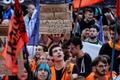 Protest demanding political action to alleviate Spain's housing crisis, in Barcelona