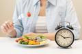Intermittent,Fasting,With,Clock,,Close,Up,Young,Woman,,Girl,Diet,