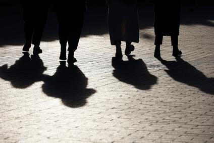 Black,Silhouettes,And,Shadows,Of,People,On,The,Street.,Women