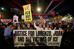 People participate in a demonstration, after a shooting reportedly involving US Immigration and Customs Enforcement (ICE) officers in the Bronx borough of New York City, in New York City