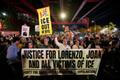 People participate in a demonstration, after a shooting reportedly involving US Immigration and Customs Enforcement (ICE) officers in the Bronx borough of New York City, in New York City