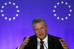 EU Trade Commissioner Maros Sefcovic attends a press briefing in Beijing