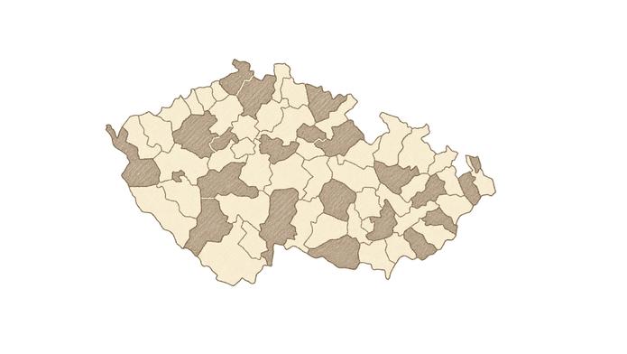 Mapa senátních obvodů.