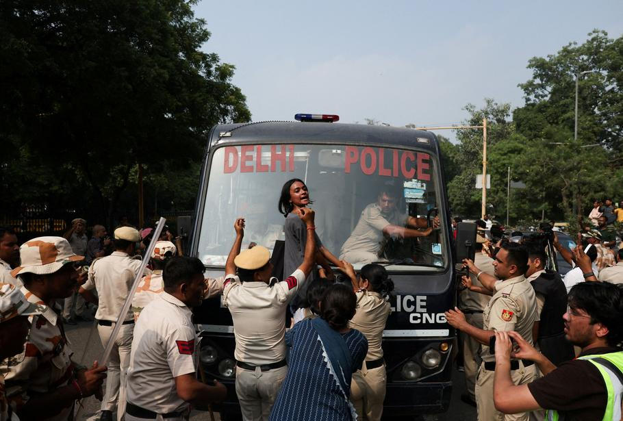 Protest against India's Chief Election Commissioner Gyanesh Kumar, in New Delhi