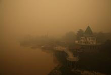Haze due to wildfires in Palangka Raya, Central Kalimantan